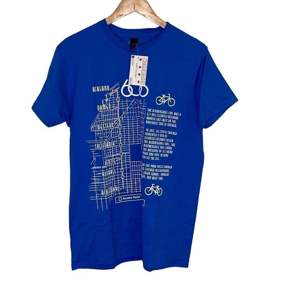 Hanes Chicago The 606 High Visibility T-Shirt Blue Size Large New